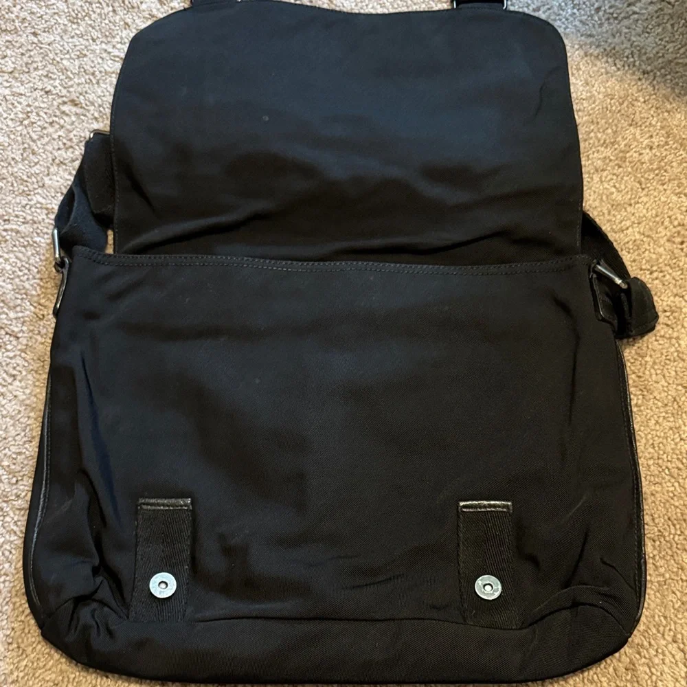 Banana Republic Black Messenger Bag with Buckle Accents